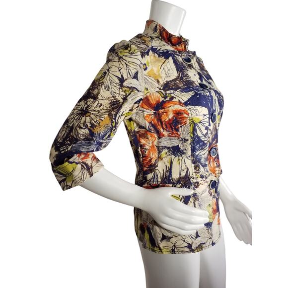 Coldwater Creek Womens Size 10 Textured Cotton Unlined Jacket 3/4 Sleeve Floral - Picture 2 of 7